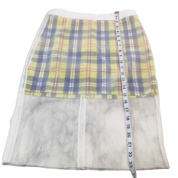 English Factory NEW Mesh Plaid Midi Skirt Exposed Back Zipper - S - 90’s Vibes! - Picture 6 of 13